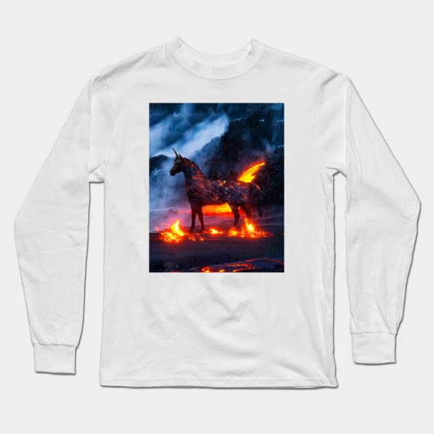 Molten Unicorn Long Sleeve T-Shirt by LumiFantasy